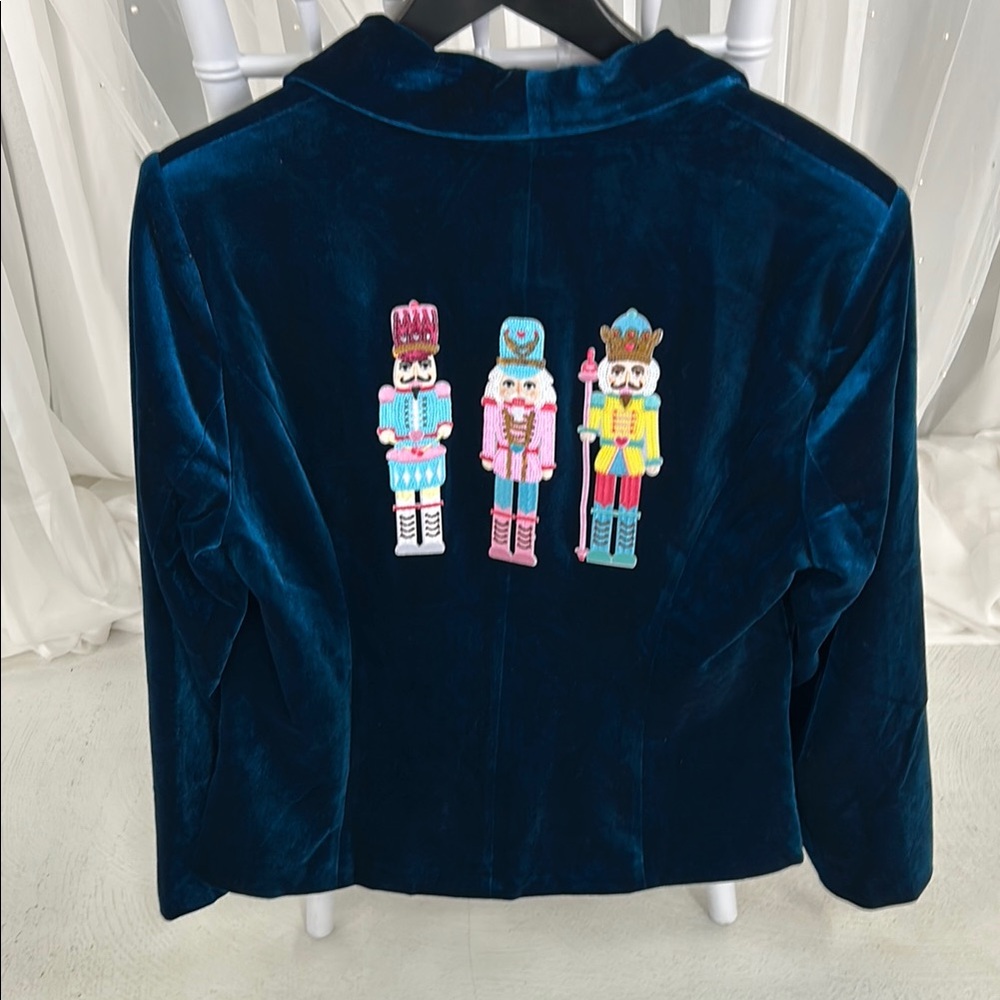 **NWOT** Custom Ocean Velvet Jacket with Nutcracker Detail on back